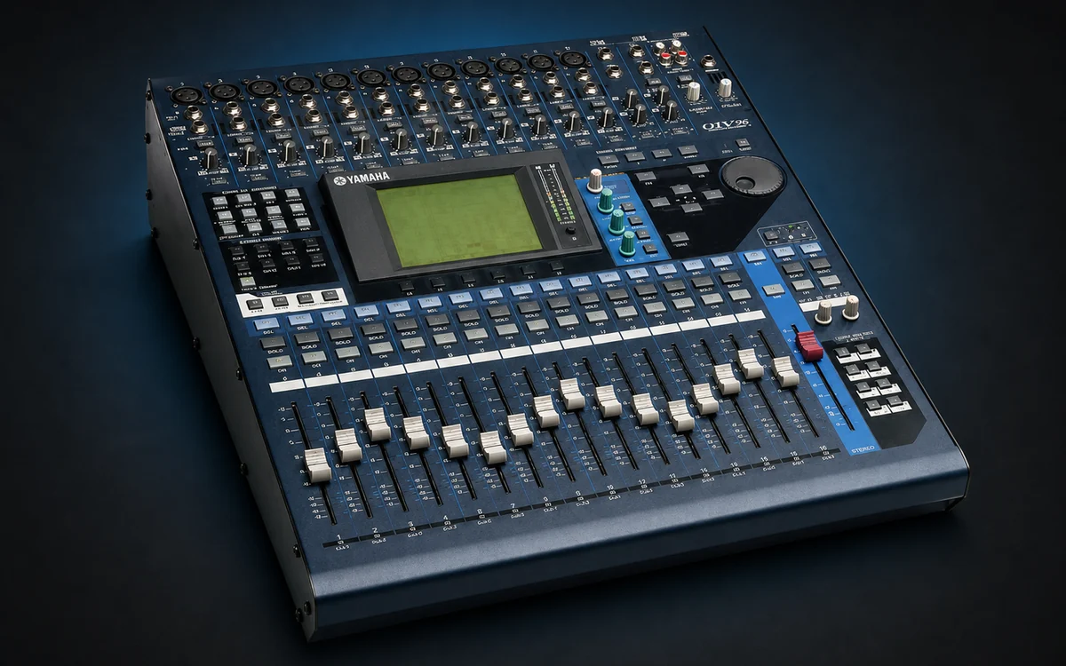 Yamaha 01V96 digitalmixer sedd snett ovanifrån